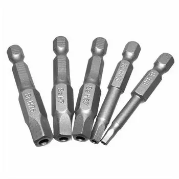 Набор из 5 бит S2 Torx с пятиугольным отверстием, магнитная головка безопасности 50 мм H3-H7.6 для электрической отвертки-дрели 5pcs