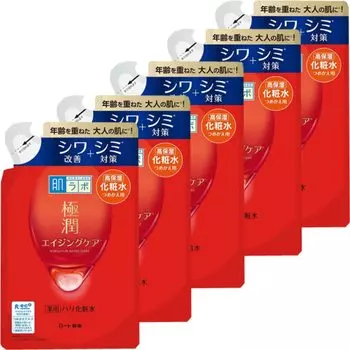 Набор из 5 лечебных лосьонов Hada Labo Gokujun Firming Lotion Refill без запаха 170 мл [Оптовая закупка] (красный)