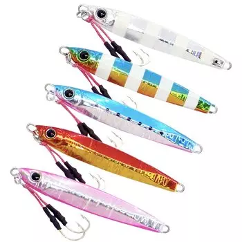 Набор из 5 приманок ZBeees Jig для приманки Flushing Glow Type Light Jigging Surf Bluefish Hairtail Seabass Flounder Lure Set 20 г/30 г/40 г/60 г/металл