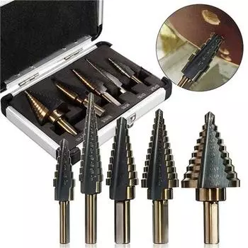 Набор из 5 ступенчатых сверл HSS Cobalt с несколькими отверстиями 50 размеров 5PCS