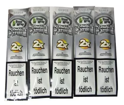 Набор из 5 упаковок BluntWrap Double Platinum Blunt Wrap Double Platinum 5 (Серебряный (Ягоды)) [Элемент]
