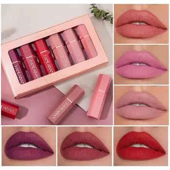 Набор из 6 цветов губной помады Matte Nude Velvet Lipstick Matte Smooth Lipstick
