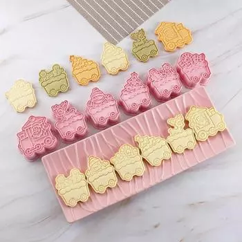 Набор из 6 штампов для печенья «Рождественский поезд» от Baking Delight, идеально подходящий для приготовления праздничного печенья и праздничных угощений с семьей CHINA