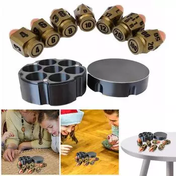 Набор из 7 игральных костей Bullets Dice, креативные черные игральные кости для игр DND, аксессуары