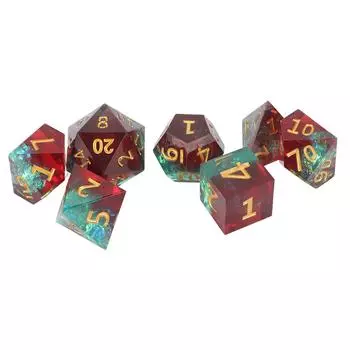 Набор из 7 игральных костей из эпоксидной смолы, многогранник, полированный, ролевая игра, набор игральных костей для обучения математике, настольный