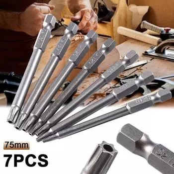 Набор из 7 шт. 75 мм T8 T10 T15 T20 T25 T27 T30 Torx с магнитным отверстием и отверткой