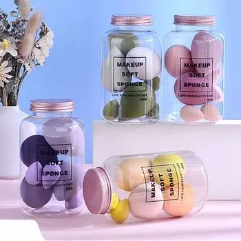 Набор из 7 спонжей для макияжа Drift Bottle с компактной пуховкой Air Cushion BB - Makeup Tool Egg Kit. 7 Pieces