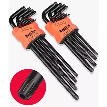 Набор из 9 шестигранных ключей, шестигранный ключ, квадратный ключ Torx, внутренний шестигранный длинный шаровой конец, L-образный ключ 1,5–10 мм с Т-образной рукояткой