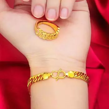Набор из позолоченного браслета-цепочки и кольца Fukou Celebrity ring