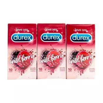 Набор из презервативов с ароматом Диких ягод (3 x 10 шт), Condoms Wild Berry Set, Durex