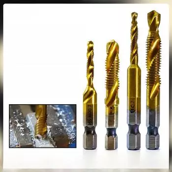 Набор из трех сверл и метчиков из нержавеющей стали с саморезами Titanium-plated M6*1 short version