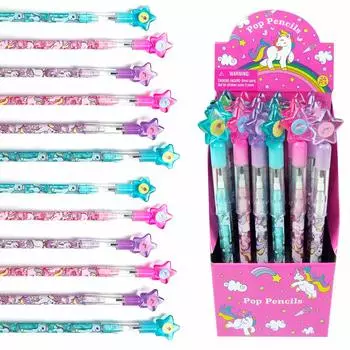 Набор карандашей Tiny Mills Unicorn из 24 предметов с ластиком, розовый единорог, подарок на день рождения, приз, карнавальные товары, награда для класса