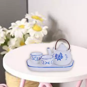 Набор керамических чашек для кукольного домика в масштабе 1/2 Мини-модель Кухонные аксессуары Украшения с чайником
