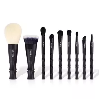 Набор кистей для макияжа SIXPLUS Black Bamboo, популярных косметических средств, теней для век, включает в себя косметичку Zen 9, Кисть, Кисть, Кисть, Кисть,