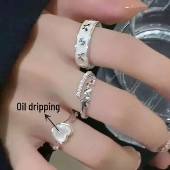 Набор колец Chic Love Oil Drop: Уникальный дизайн для женщин, идеально подходит для ношения на указательном пальце Oil Drop Heart Ring
