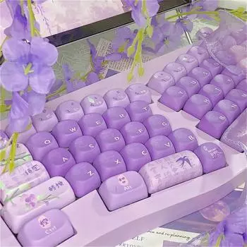 Набор колпачков для клавиш MOA Vine Small PBT Purple для механических клавиатур MX Cherry и Gateron Switch. MOA Keycaps