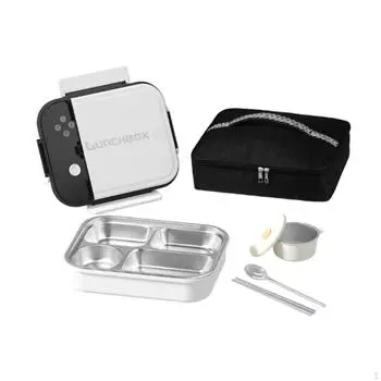 Набор контейнеров для ланча Bento Box, переносной чехол для хранения, сумка для хранения, согревающая еда со столовыми приборами розовый