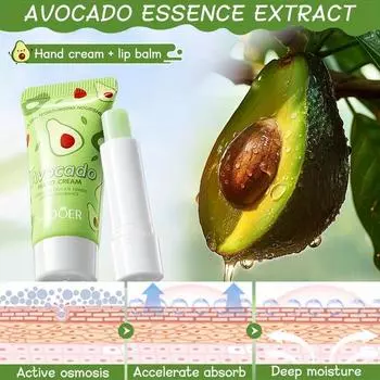 Набор кремов для рук и бальзамов для губ Avocado Nourishing Hand Cream Lip Balm Set Christmas Gift 15g+3.2g