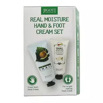 Набор кремов для рук и ног JIGOTT REAL MOISTURE HAND&FOOT CREAM SET, Корея, 2 шт, по 100 мл,