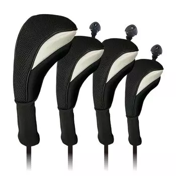 Набор крышек для головки Driver Utility Fairway Wood DR FW UT Cover Net 4 шт. Набор из 7 цветов с вращающимся количеством штук FW x (4 (ДР, 2, ЮТ), черный)