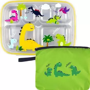 Набор ланч-боксов Cool Dino, тарелка + крышка + сумка, разные цвета, популярные корейские товары для родителей