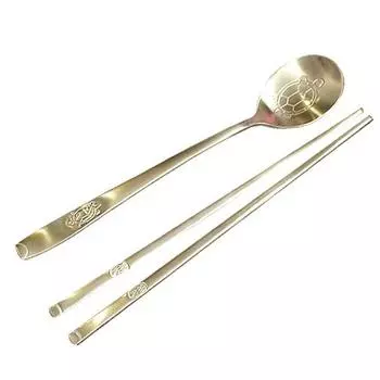 Набор ложек Queen Sense Titanium Royal Turtle, 1 набор, ложка + палочки для еды, популярная корейская посуда
