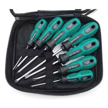 Набор магнитных отверток Professional Cushion Grip 5 плоских и 4 крестовых отвертки с противоскользящим покрытием для ремонта
