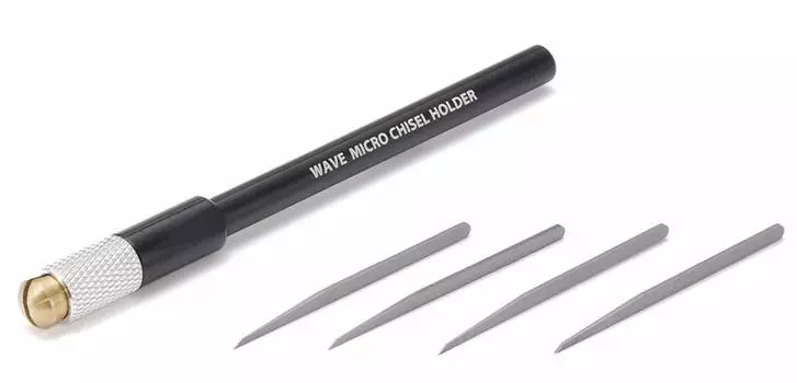 Набор микрозубил Wave Hobby Tool Series HG, 4 лезвия, пластиковая модель инструмента HT556 + рукоятка/черный