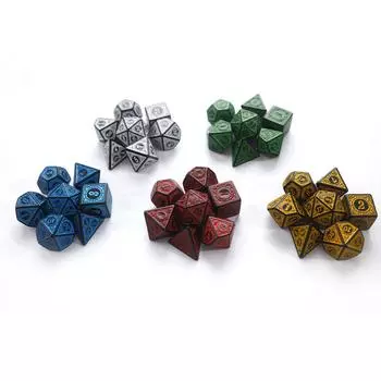 Набор многогранных игральных костей Цвета Числа Для DND RPG Настольные игры Набор игральных костей с резным узором