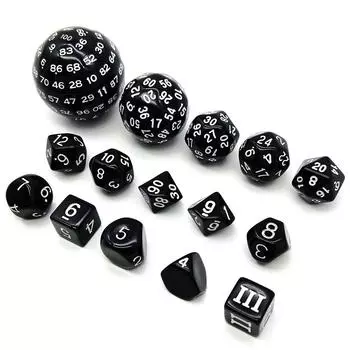 Набор многогранных кубиков DND Cubes POP D3-D100 Наборы акриловых кубиков 15 шт. с тканевой сумкой для подарка DND Game RPG Аксессуары для настольных игр белый