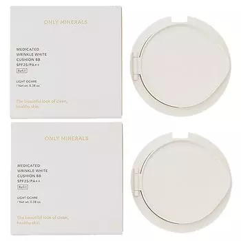 [Набор] ONLYMINERALS Medicated Wrinkle White Cushion BB Light Ocher SPF25 PA++ Сменный блок 11 г Набор из 2 шт [Квази-лекарство]