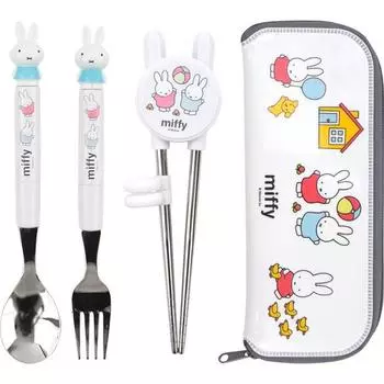 Набор палочек для еды Pastel Miffy Idea, набор ложек и вилок, разные цвета, ложка + вилка + корректирующие палочки для еды + футляр, популярная корейская посуда