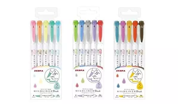 Набор пастельных цветов Zebra Mildliner Brush Pen, 15 штук,