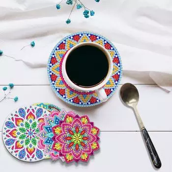 Набор подставок с росписью Diamond Art и подставкой DIY Diamond Art Coaster