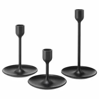 Набор подсвечников, 3 шт. черный IKEA/IKEA FULLTALIG (103.421.35) чёрный