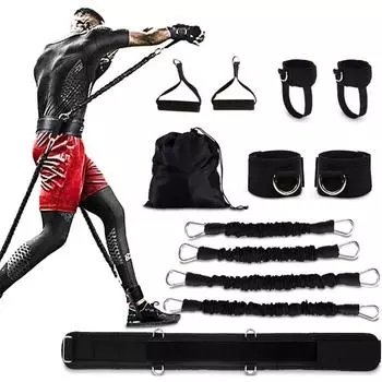 Набор ремней с эспандером для тренировок по боксу, Power Punch Strength Pro, тренировочная веревка для боя Муай Тай, Каратэ красный