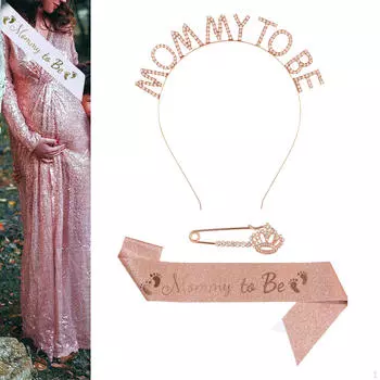 Набор с поясом Mommy to Be, повязка на голову, брошь, удобный реквизит для фотосессии, прочная вечеринка для мамы