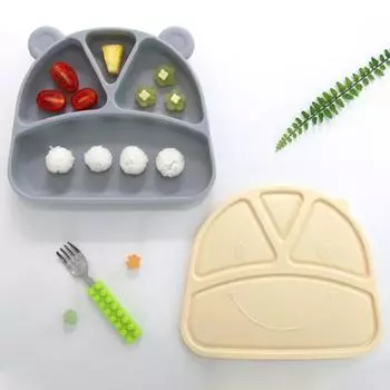 Набор силиконовых крышек-присосок My Eli, серый, пластина + крышка, Популярные корейские товары для родителей