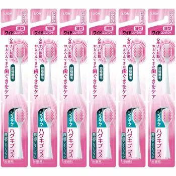Набор сменных щеток Systema Hugki Plus Sonic Assist Brush, нежно-розовый, 2 шт. x 6 шт. (электрический) розовый
