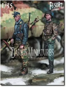 Набор смолы Darius Miniature, немецкий набор СС времен Второй мировой войны, DMF35087, 1/35 Fallschirmjger/Waffen (2 куска) (человек)