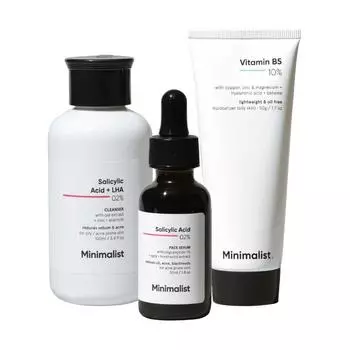 Набор средств против акне (100 мл + 30 мл + 50 г), Anti-Acne Kit Set, Minimalist