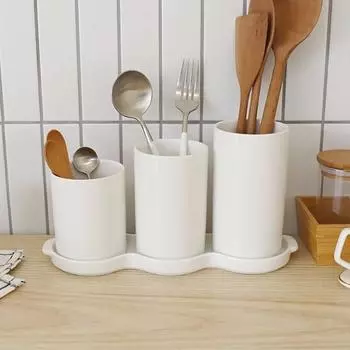Набор столовых приборов Bloom at Home Pure с 3 отверстиями, современный белый, 1 комплект, популярная корейская посуда