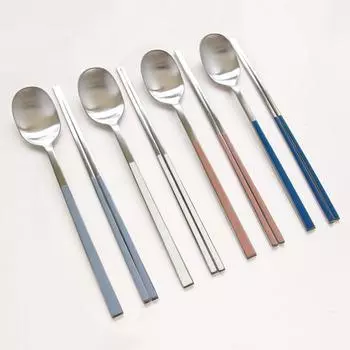 Набор столовых приборов премиум-класса Domestic Blue Table из керамики на 4 персоны, серый + кремовый + мокко + темно-синий, популярная корейская посуда
