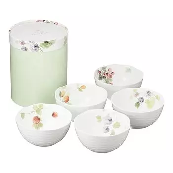 Набор тарелок NARUMI Bowl Lucy Garden 11 см с узором из ягод, набор из 5 стильных рельефных тарелок, подарок на свадьбу, маленькая миска, подогреваемая в микроволновке, можно мыть в посудомоечной машине, подарок
