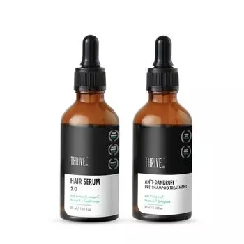 Набор ThriveCo «Меньше перхоти, больше волос»: Сыворотка для роста волос 2.0 + Лосьон перед шампунем против перхоти