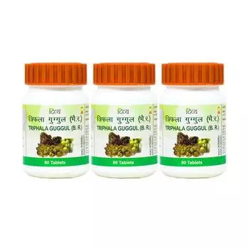 Набор Трифала Гуггул (3 х 80 таб, 500 мг), Triphala Guggul Set, Patanjali