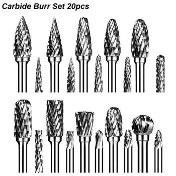 Набор твердосплавных фрез Die Grinder Rotary Tool Rasp для Dremel Wood Carving Bits Metal Schiling Engraving Cutting Trimming Porting 20pcs Single Cut