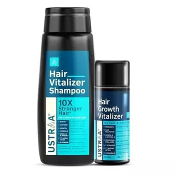 Набор Ustraa Hair Vitalizer - Шампунь для восстановления волос - 250 мл - с биотином | Прошел дерматологические испытания и средство для улучшения роста волос - 100 мл