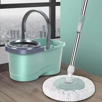 Набор ведер Spin Mop с 2 сменными тряпками, вращающаяся ручка из нержавеющей стали кофейный