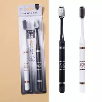 Набор зубных щеток для пар, черно-белая зубная щетка, удобная ручка, подходит для пар чёрный/белый